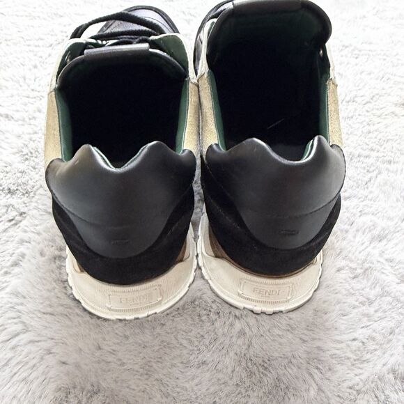 Fendi FF Logo Low Top Trainers Green Ivory Black  Men’s US Size 9.5 main image 6